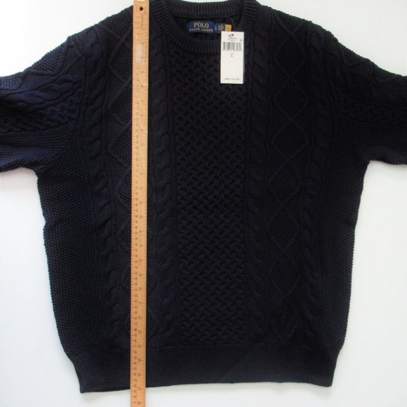 Ralph Lauren Iconic Aran Fisherman Cable Knit Crewneck Sweater NWT L XL - Picture 9 of 11